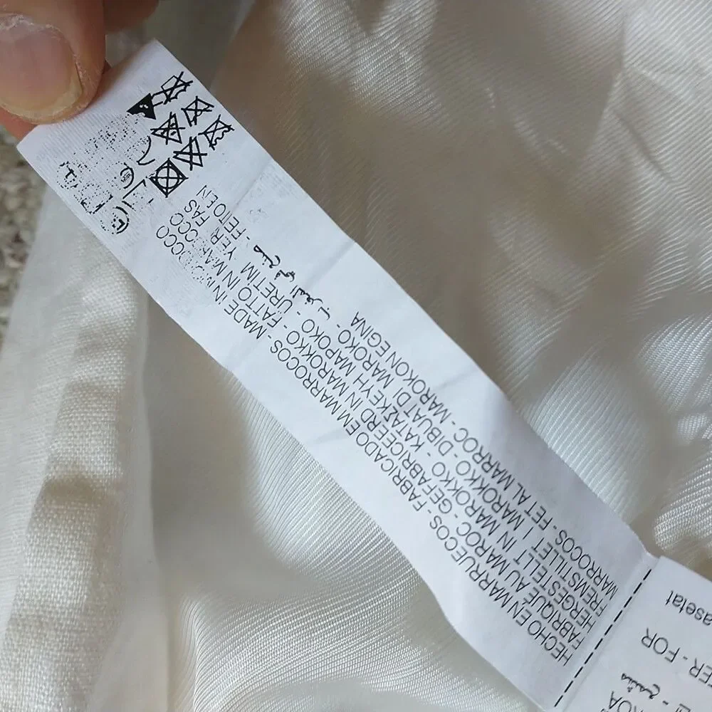 Zara Open Blazer Jacket Womens L Cream 100%Linen Lined Unstructured Lighweight - Picture 9 of 10